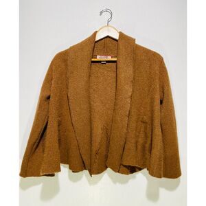 Beyond trends alpaca wool sweater bolero cardigan flare crop Peru made women XL